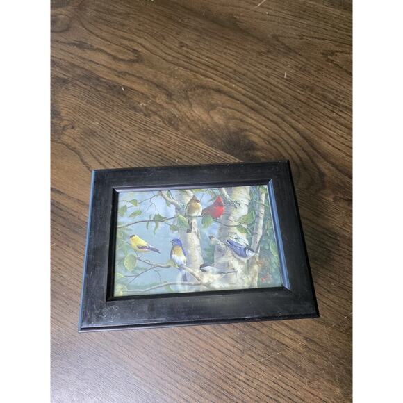 Black Lacquered Jewelry Box Iris Floral Musical Lined Mirror Japan - Works - Picture 8 of 16